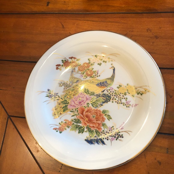 Fred Roberts Co San Fran VINTAGE plate Peacocks Hand painted Porcelain - Picture 1 of 4